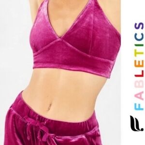 Fabletics NWT XXL Velvet Longline Bralette Magenta Racerback Sports Bra